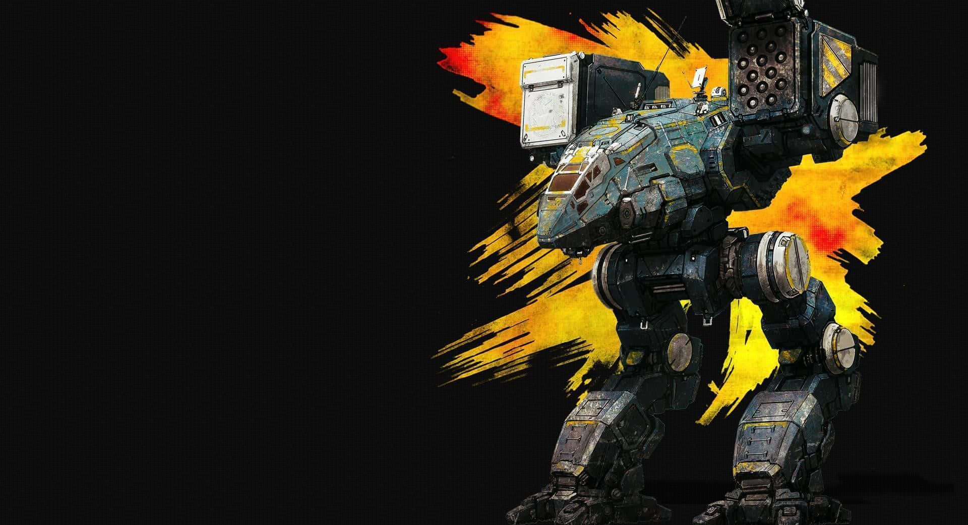 Futuristic Battletech Mech In Battle Background