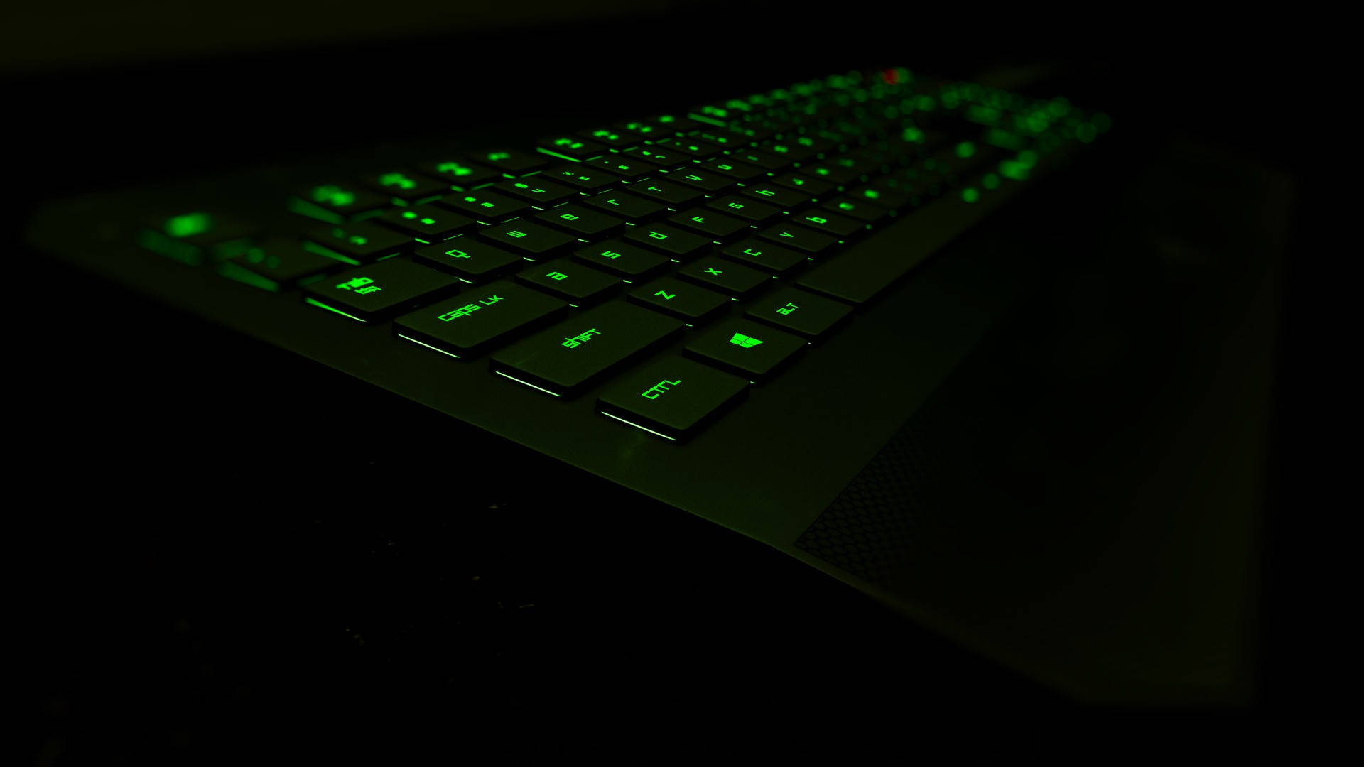 Futuristic Black-green Neon Computer Keyboard Background