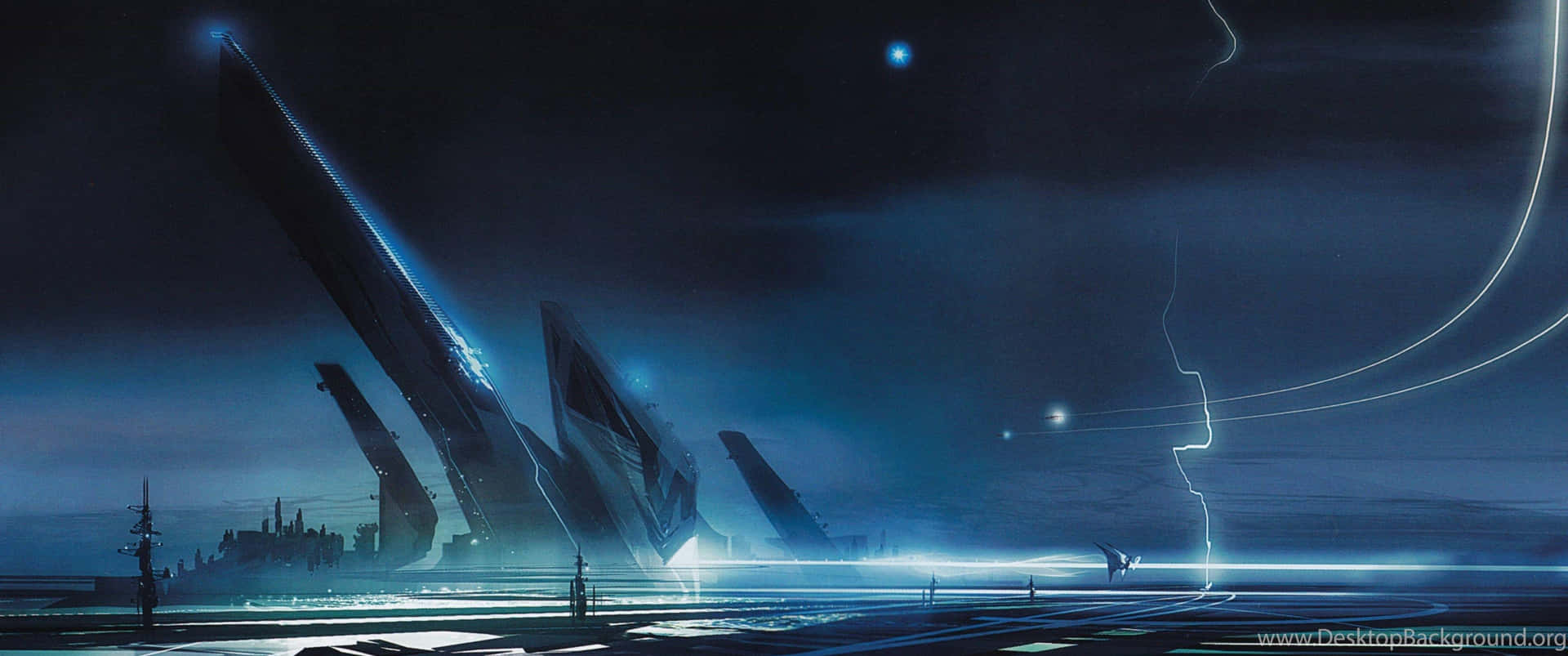 Futuristic_ Blue_ Cityscape Background