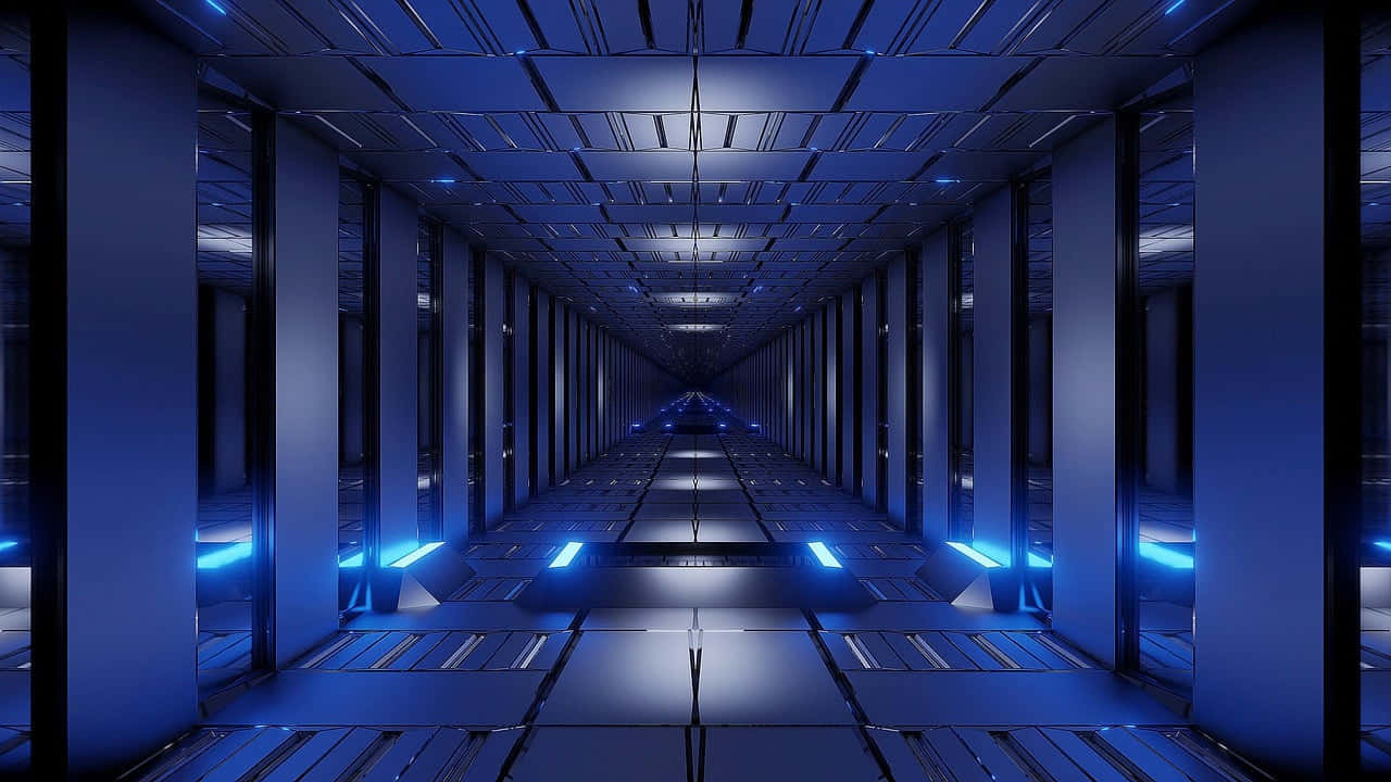 Futuristic Blue Lit Tunnel Background