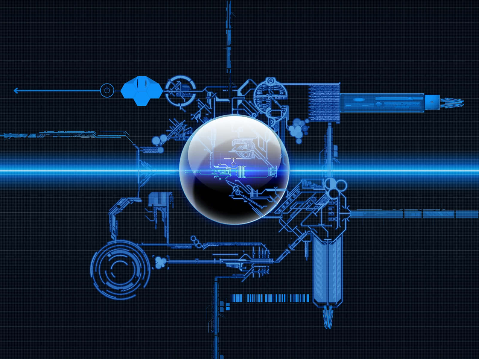 Futuristic Blueprint Space Station Design Background