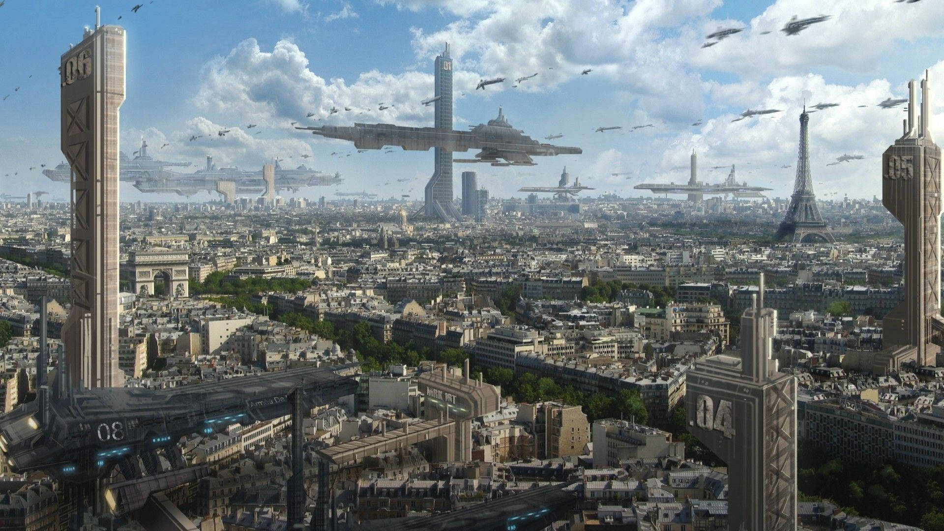 Futuristic City Daytime Background