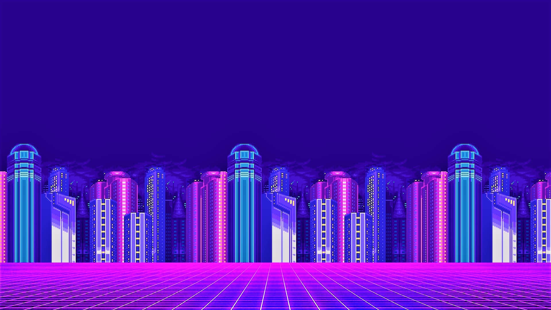 Futuristic City Pixel Art Background