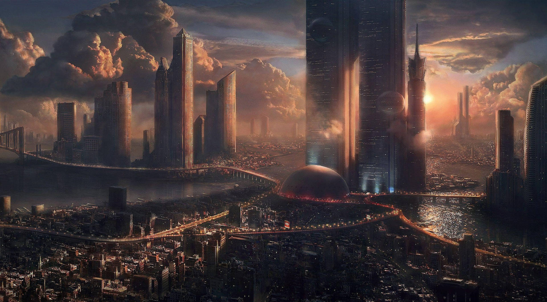 Futuristic City With A Cityscape Background