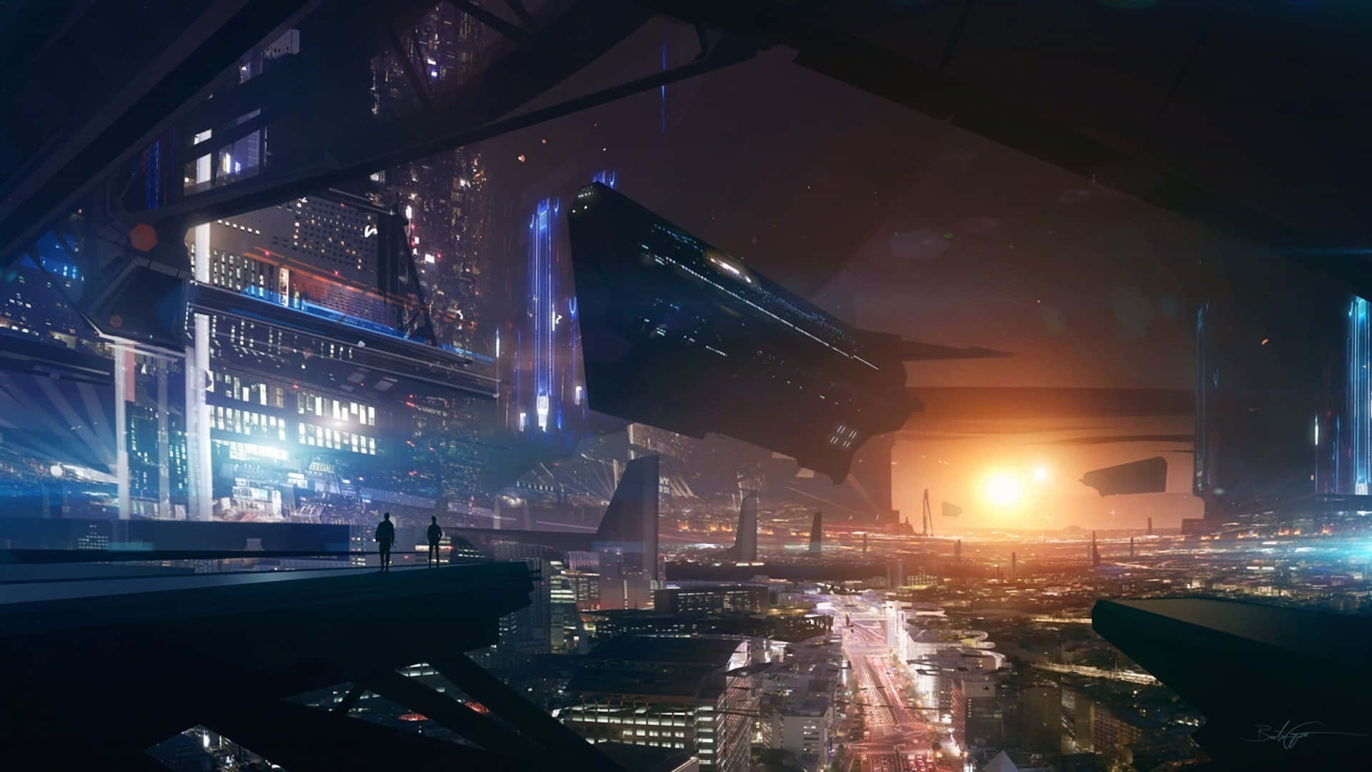 Futuristic City With Futuristic Buildings Background