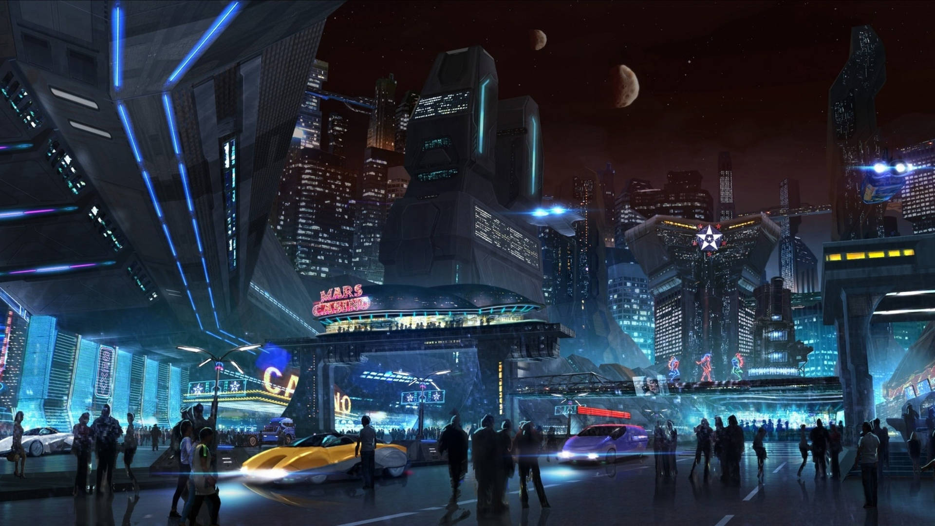 Futuristic Cityscape Illuminated By Neon Lights