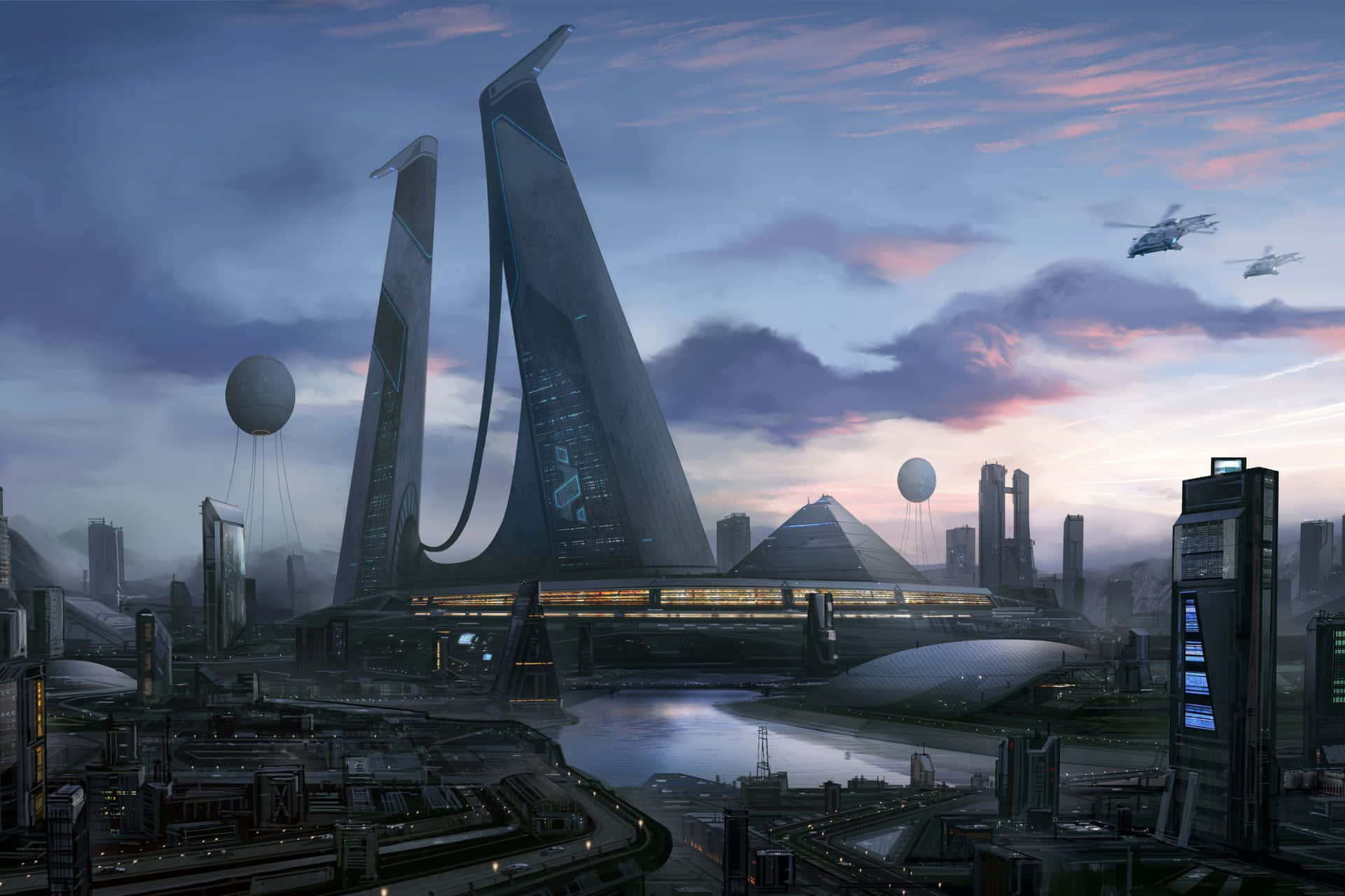 Futuristic_ Cityscape_ Sci Fi_ Scene Background