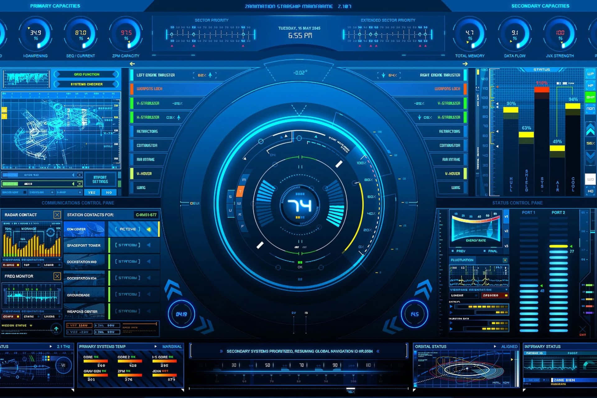 Futuristic Command Center Interface Background