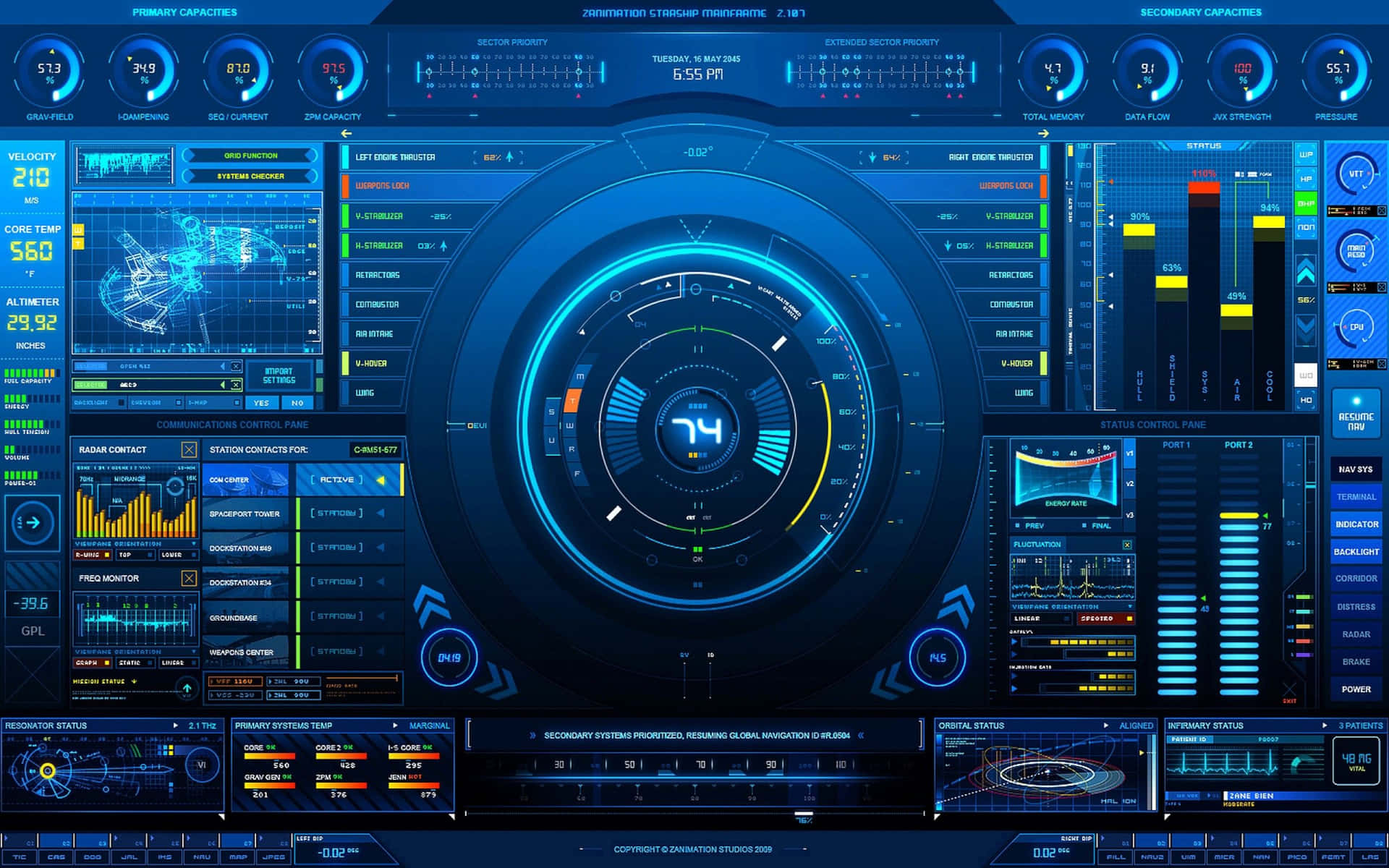 Futuristic Control Panel Interface Background