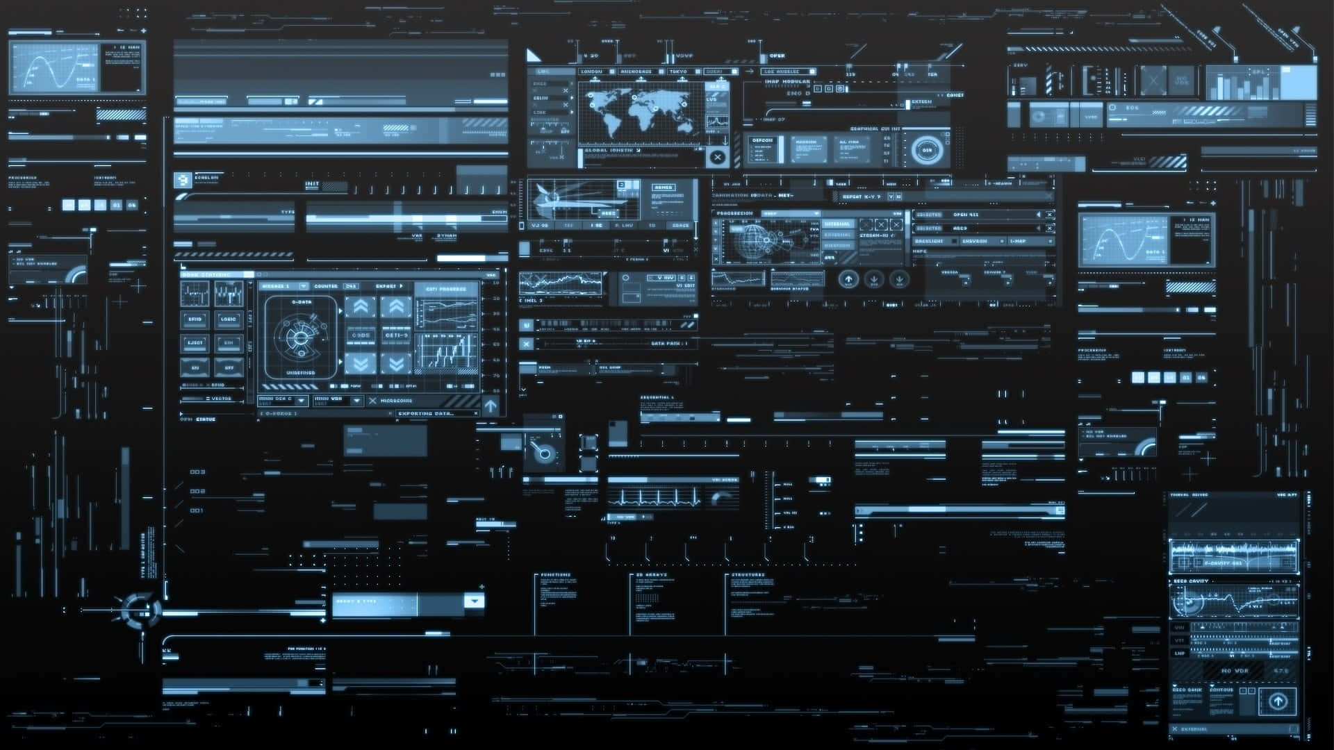 Futuristic Control Room Interface Background