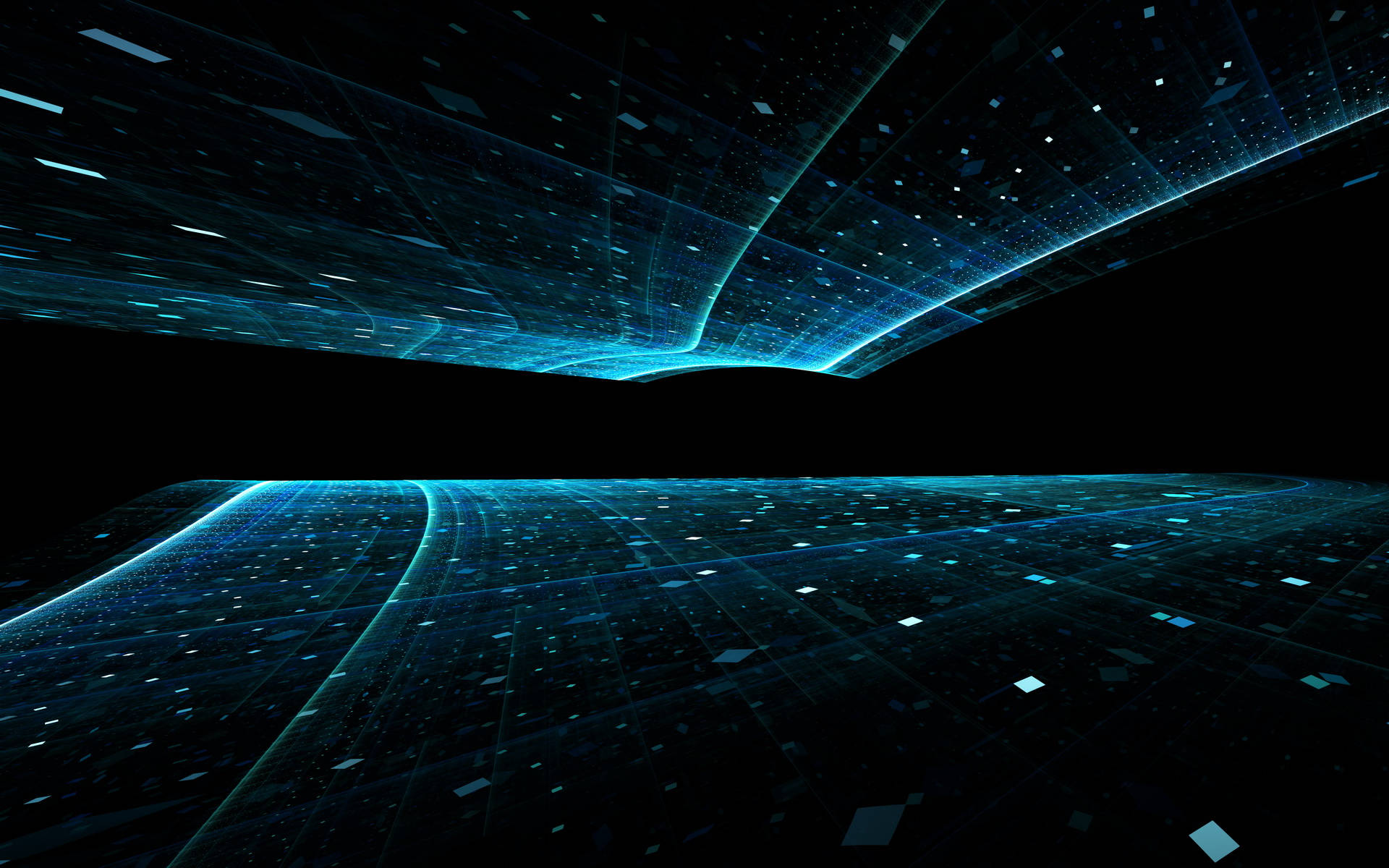 Futuristic Desktop With Blue Panels Background