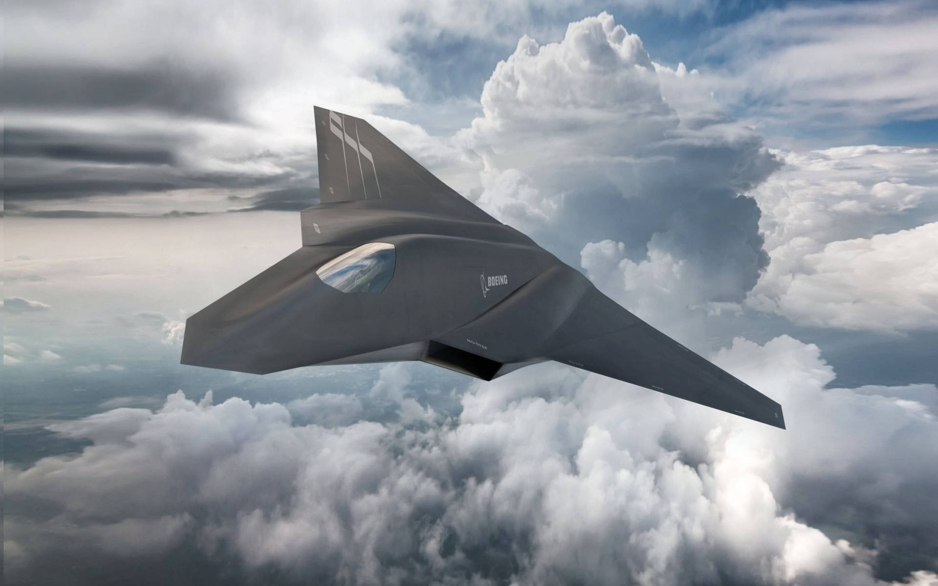 Futuristic Fighter Jet Soaring The Skies Background