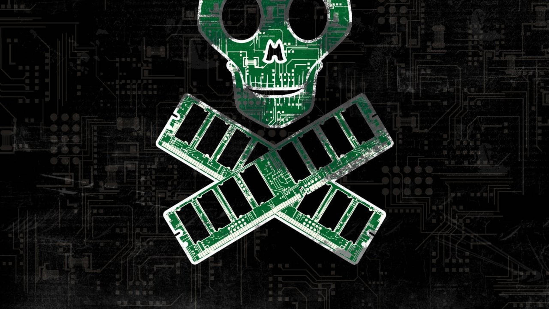 Futuristic Green Skull Hacker Logo Background