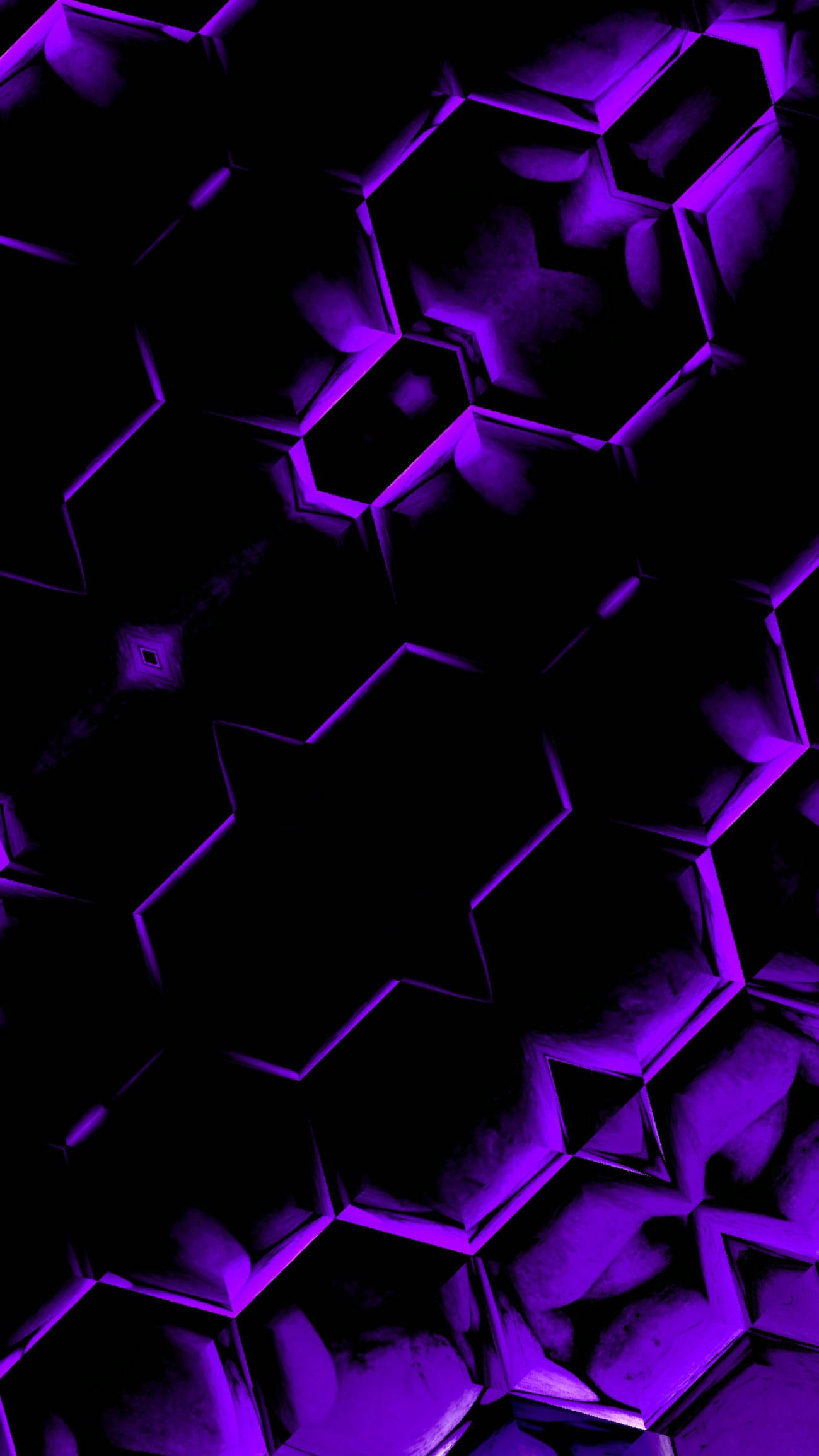 Futuristic Hexagonal Design On Black And Purple Smartphone Background