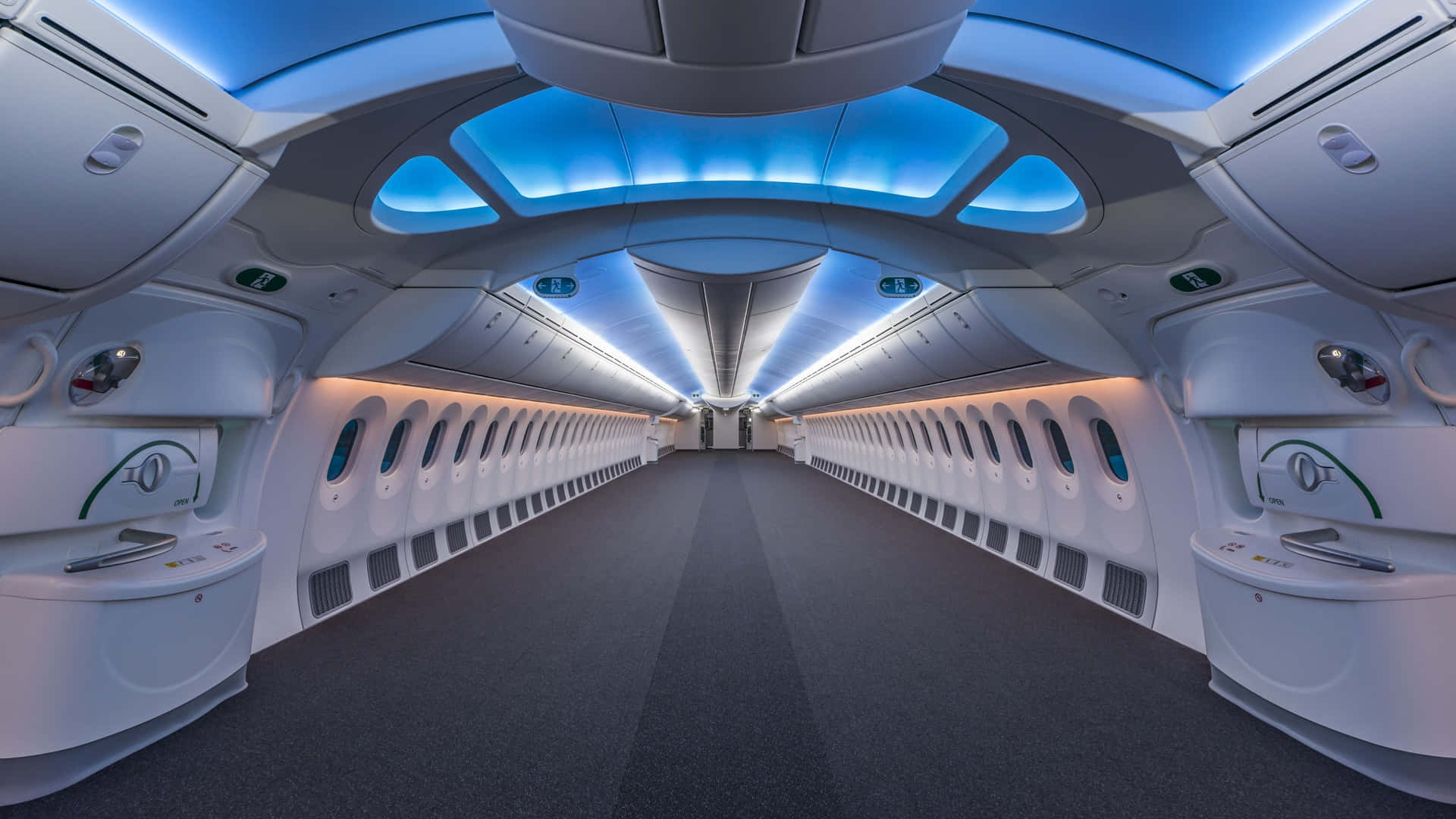 Futuristic Jumbo Jets Inside Airplane Background