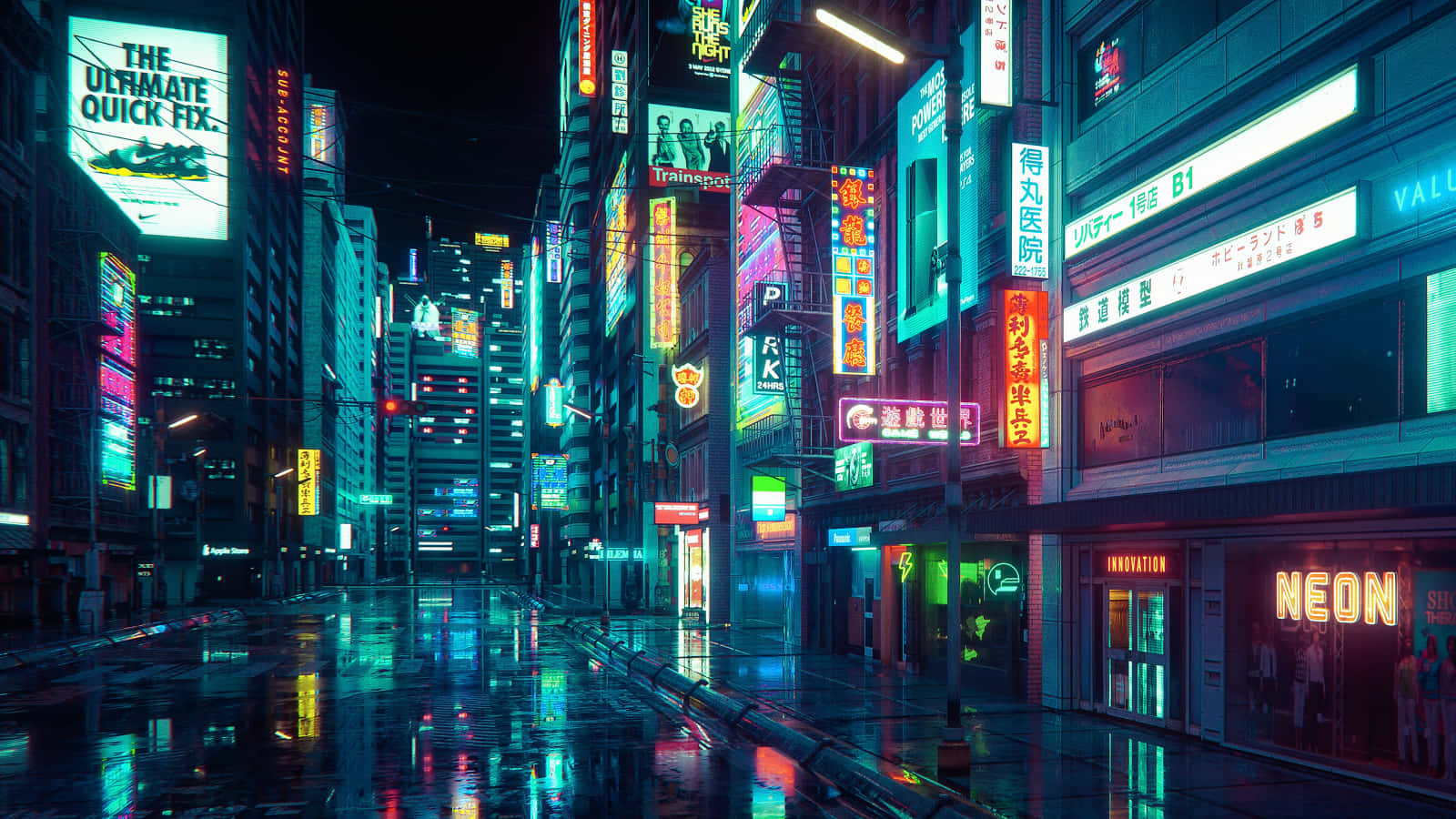 Futuristic Neon Lights Illuminate The Night Background