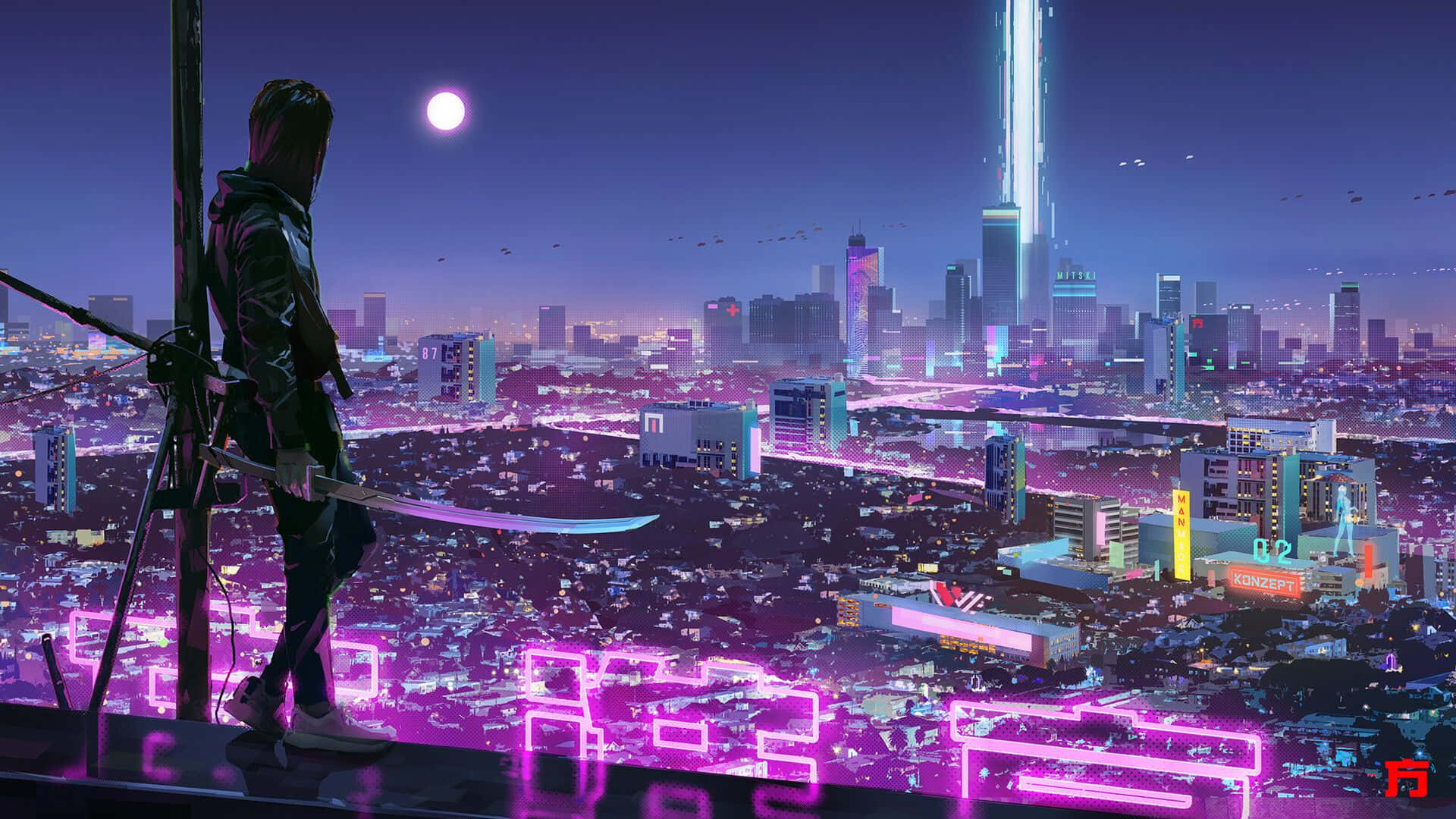 Futuristic Night City - Cyberpunk Inspired Vibes Background