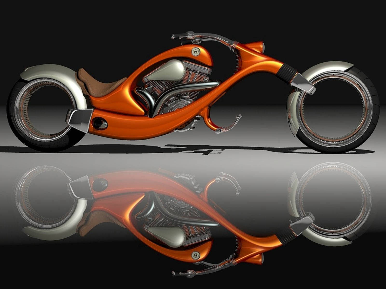 Futuristic Orange Motorcycle Background