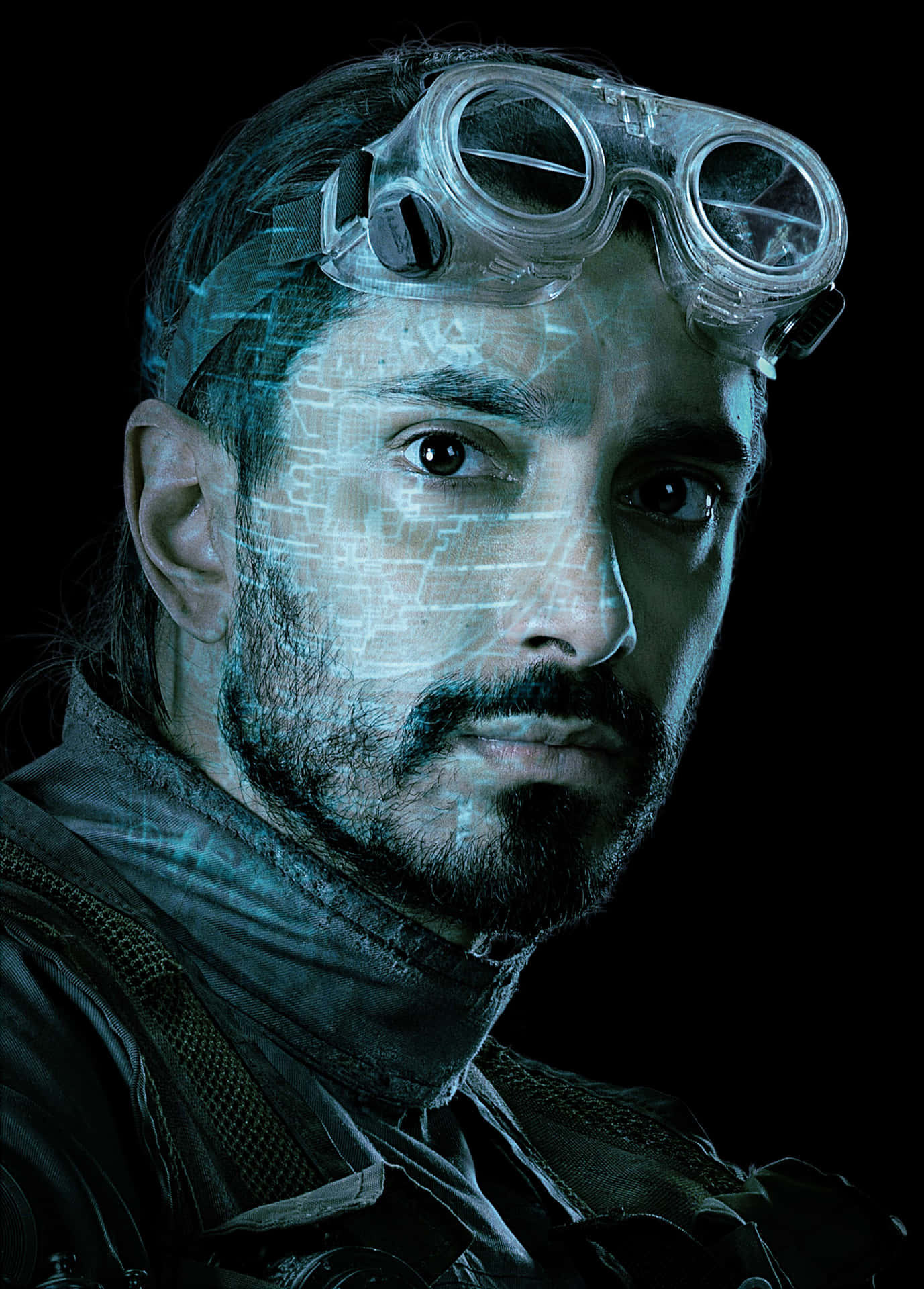 Futuristic Portrait Man Goggles Background