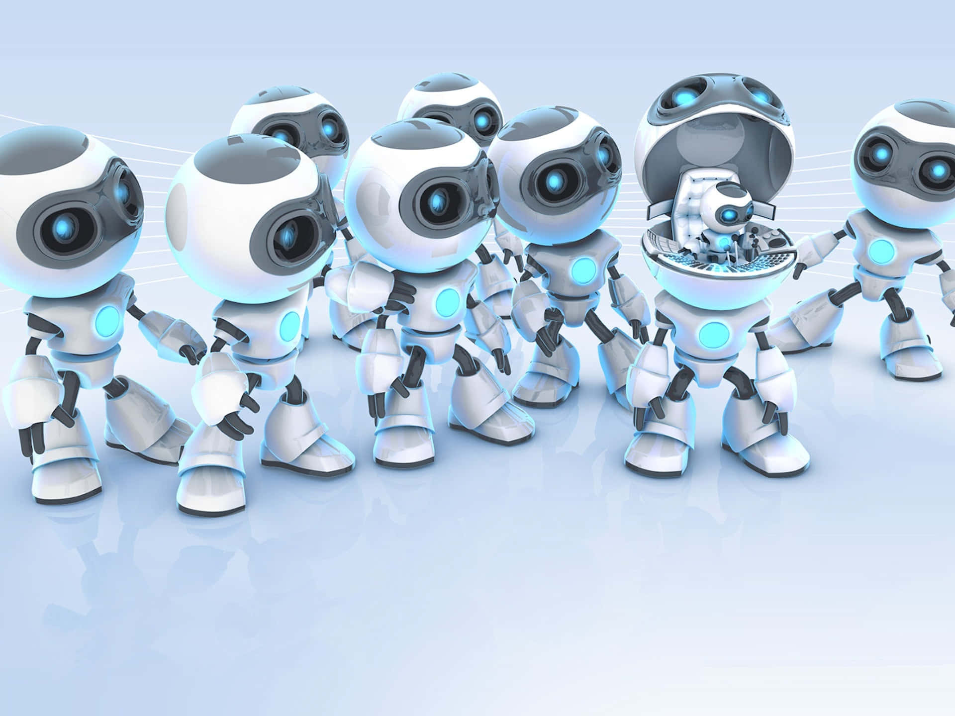 Futuristic Robot Assembly Line Background