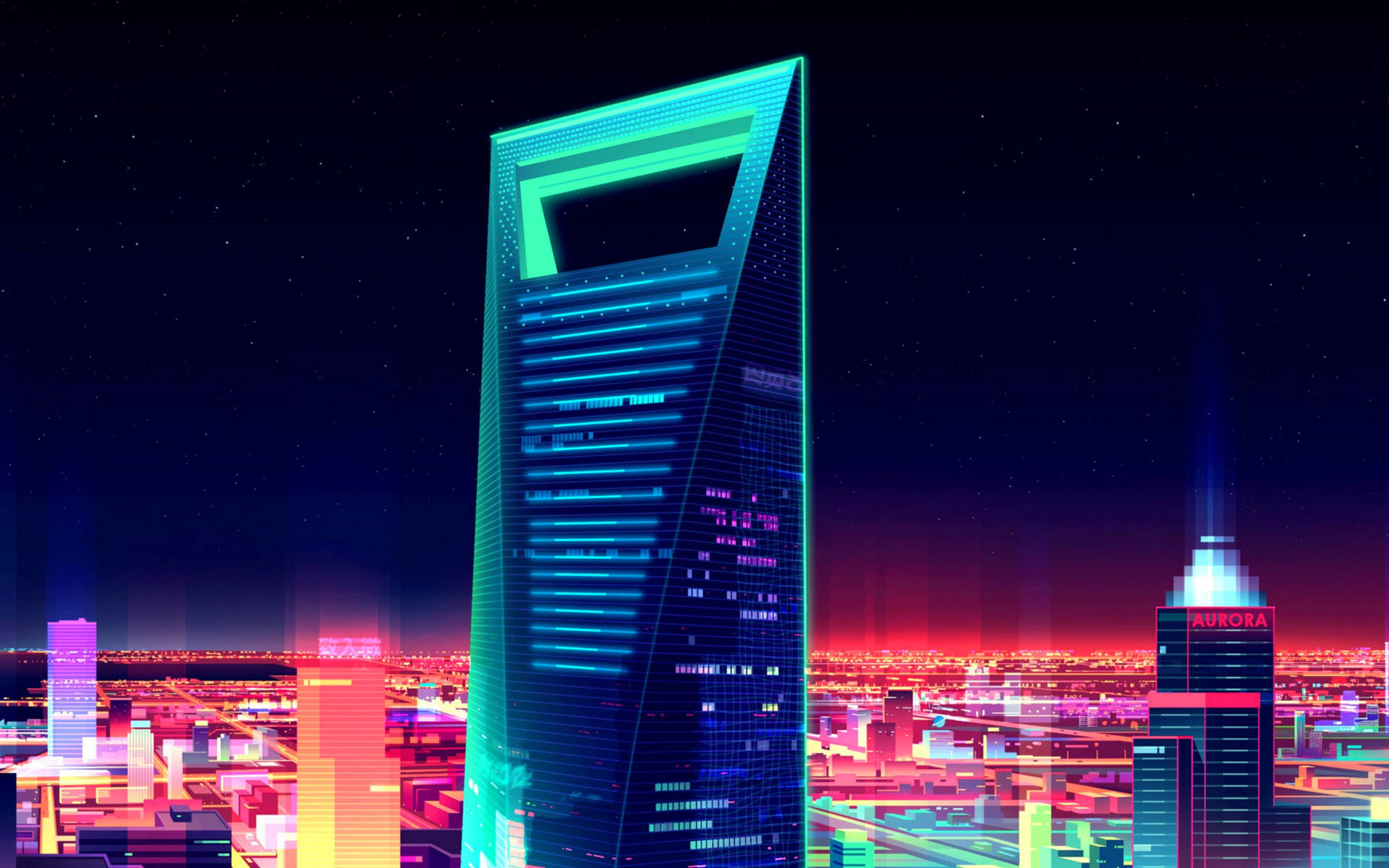 Futuristic Shanghai Digital Art Background
