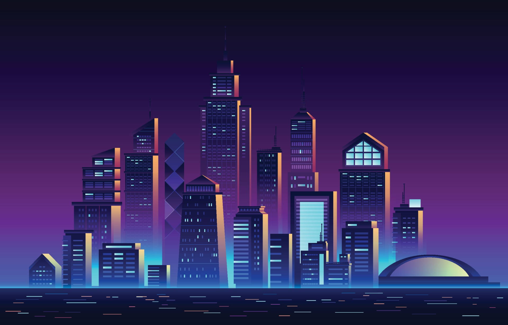 Futuristic Skyline Art City Background Background