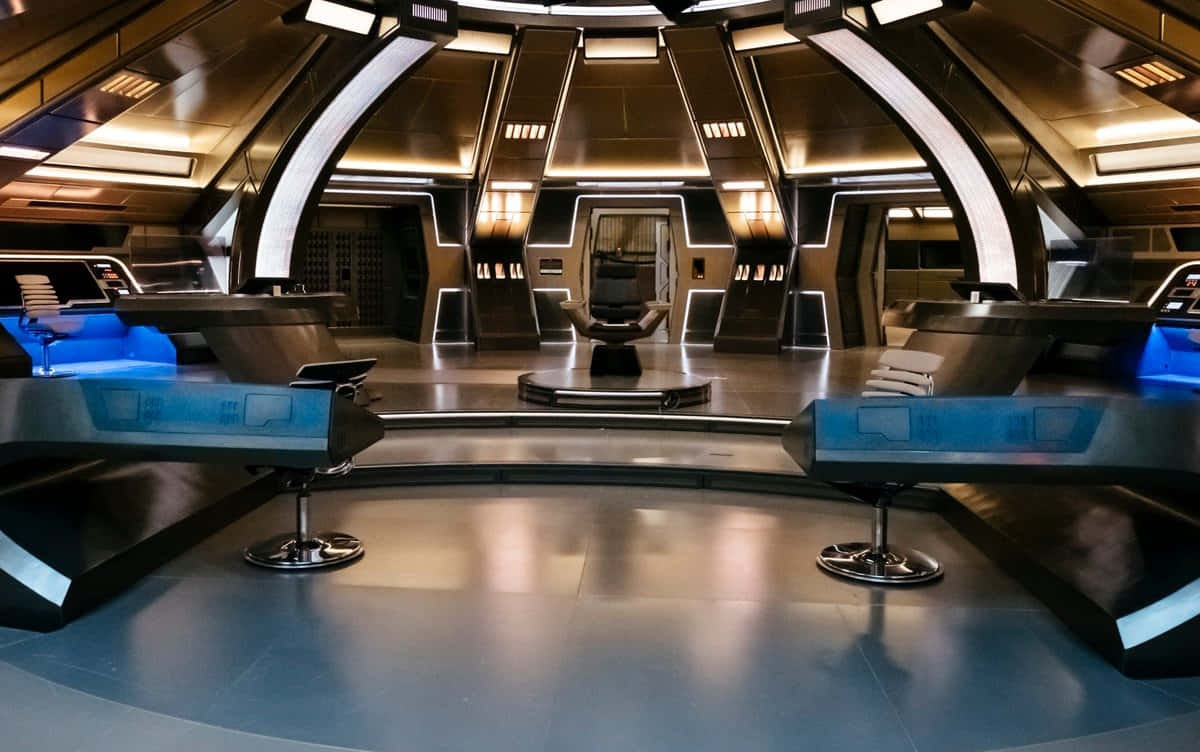 Futuristic Star Trek Enterprise Bridge Spaceship Photograph Background