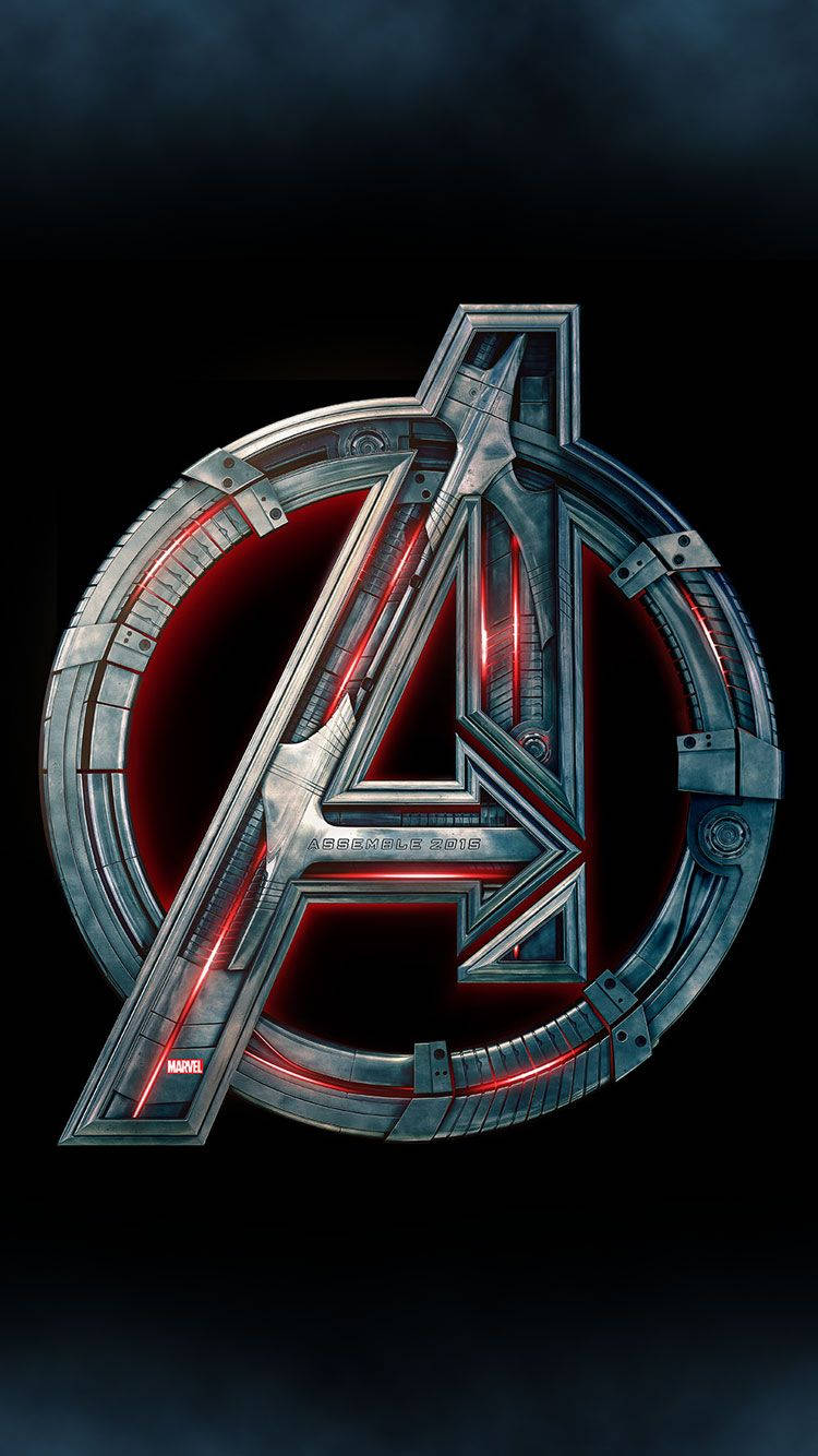 Futuristic Steel Logo Of Avengers Iphone Background