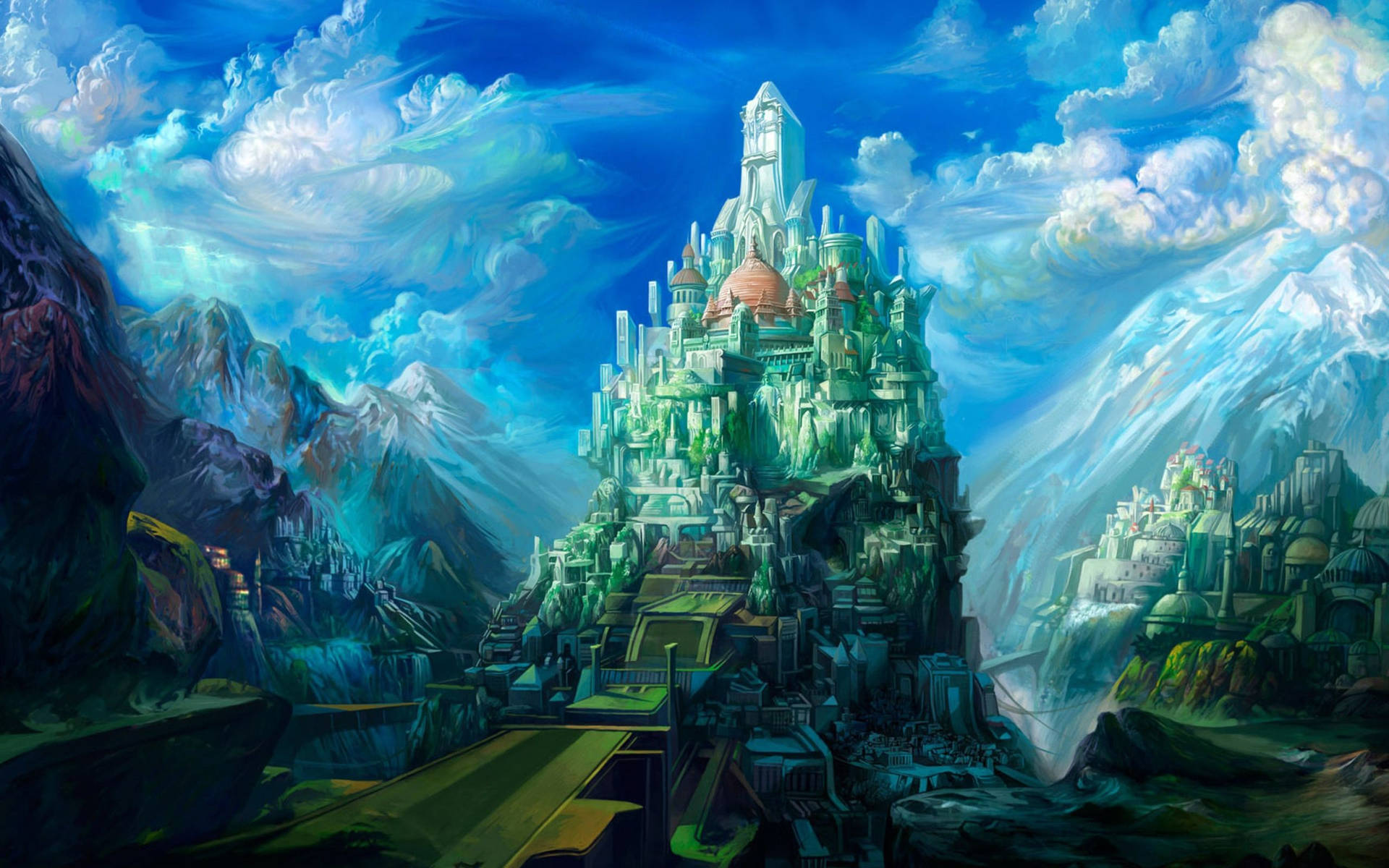 Futuristic World With Frozen Castle Background