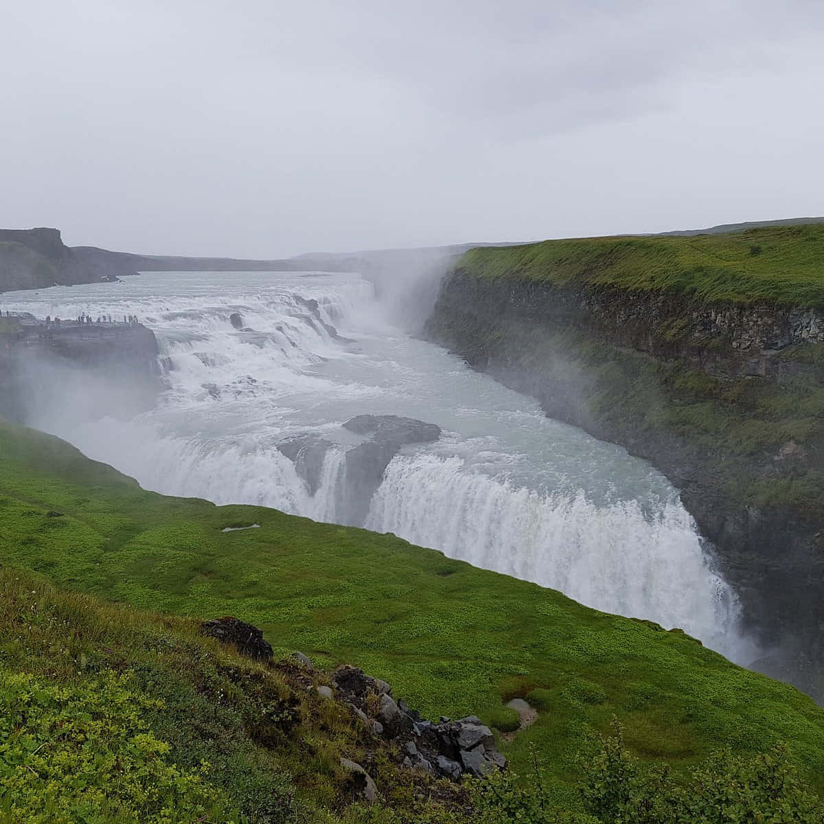 Fuzzy Gullfoss Waterfall In Southwest Iceland Background