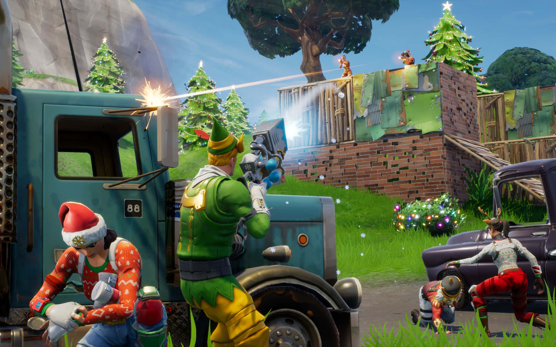 Fye No Skin Fortnite Warrior In Action Background