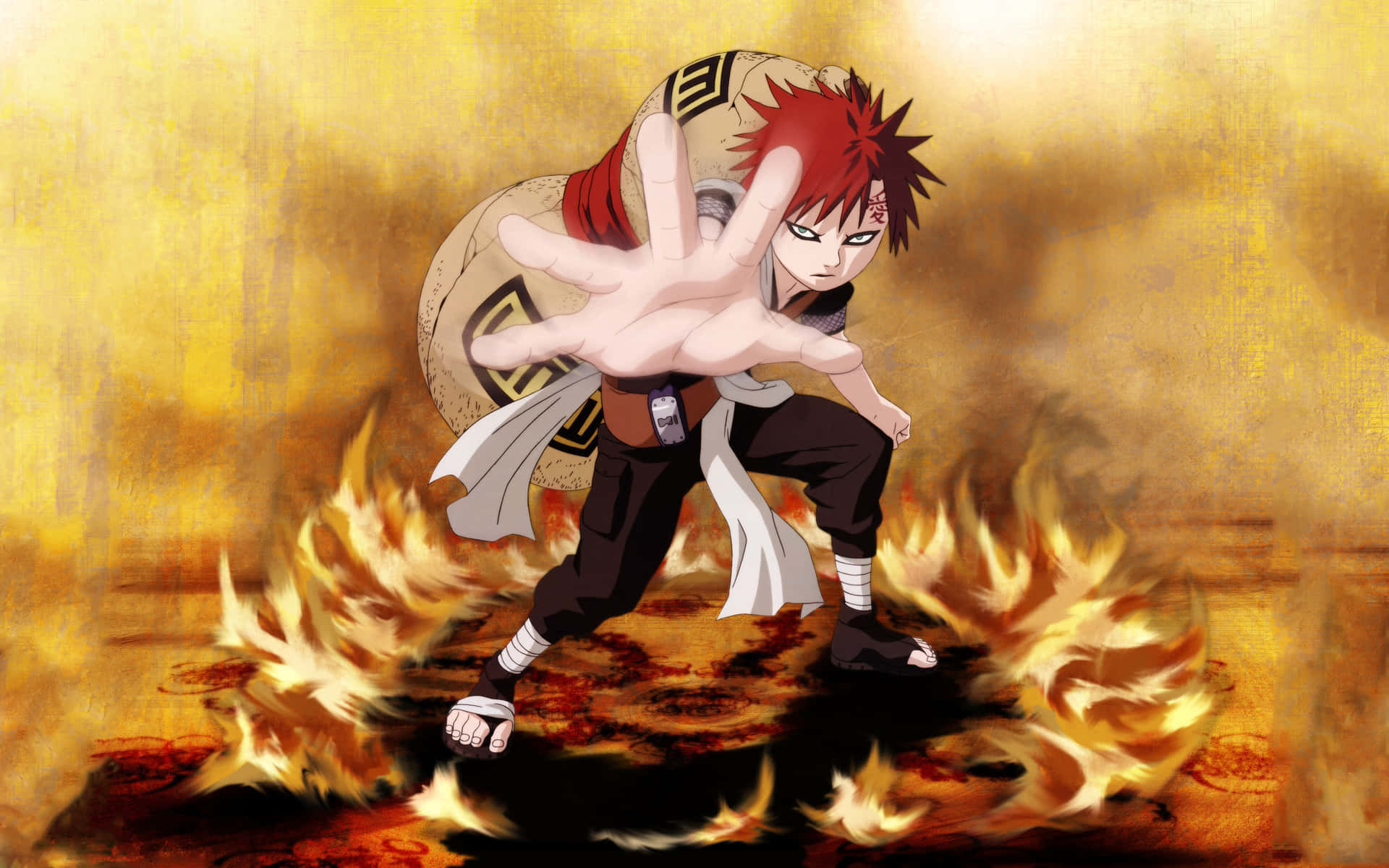 Gaara Flame Circle Naruto Anime Background