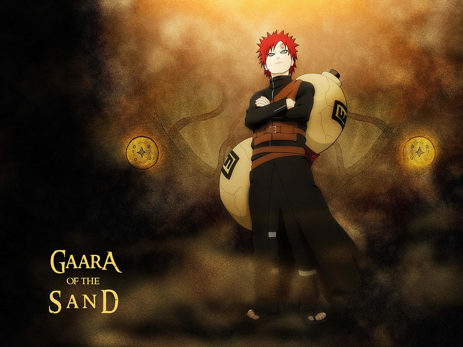 Gaara Naruto Anime Sowrd And Sand Background