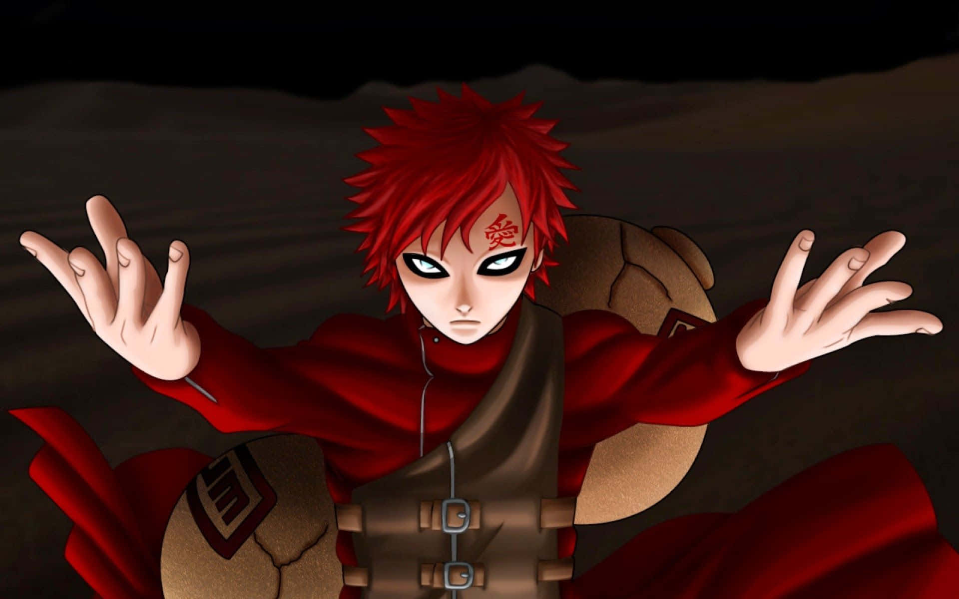 Gaara Red Hand Gesture Naruto Anime Background