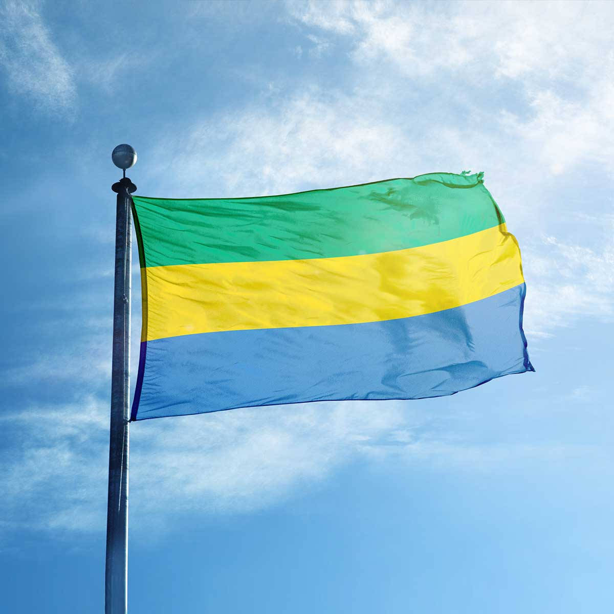 Gabon Flag In Full Mast