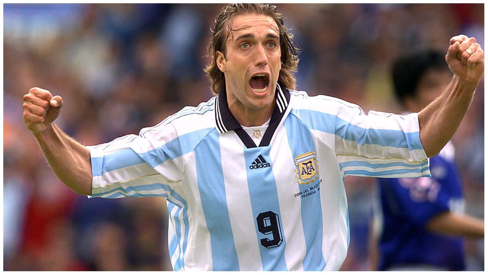 Gabriel Batistuta Argentina Footballer Celebrating Background
