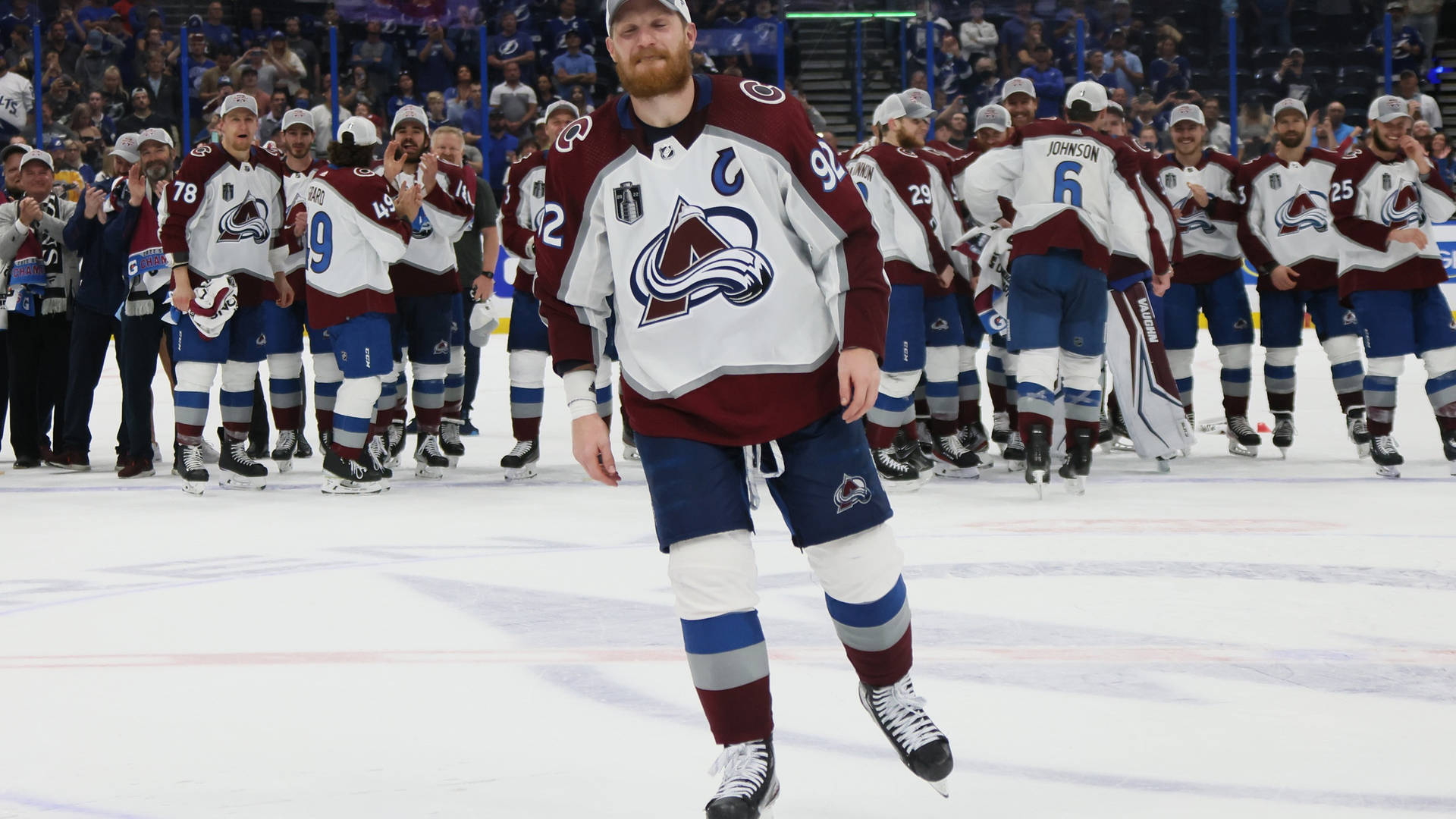 Gabriel Landeskog, Captain Of The Colorado Avalanche, In Action. Background