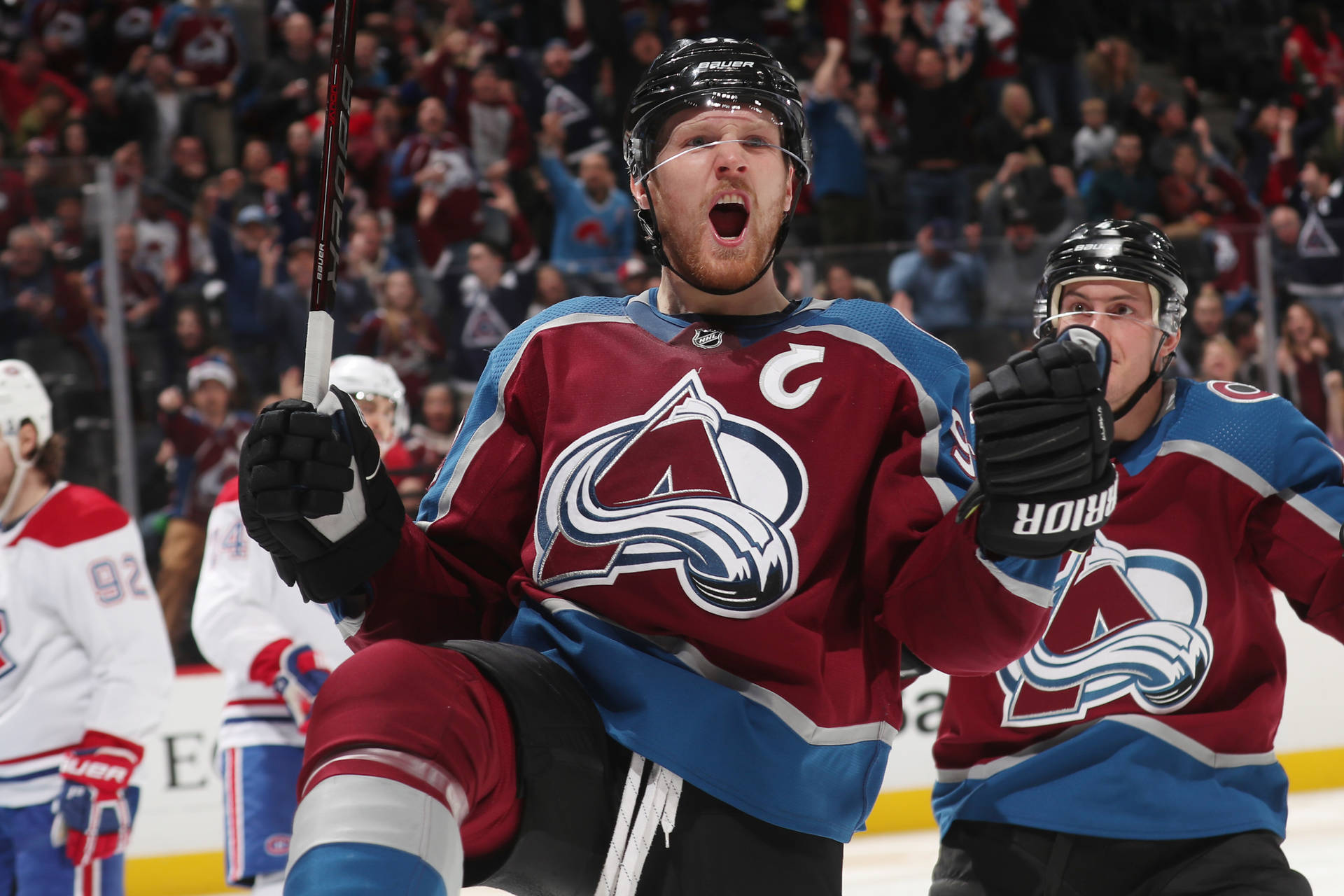 Gabriel Landeskog Cheering Fist Pump Background