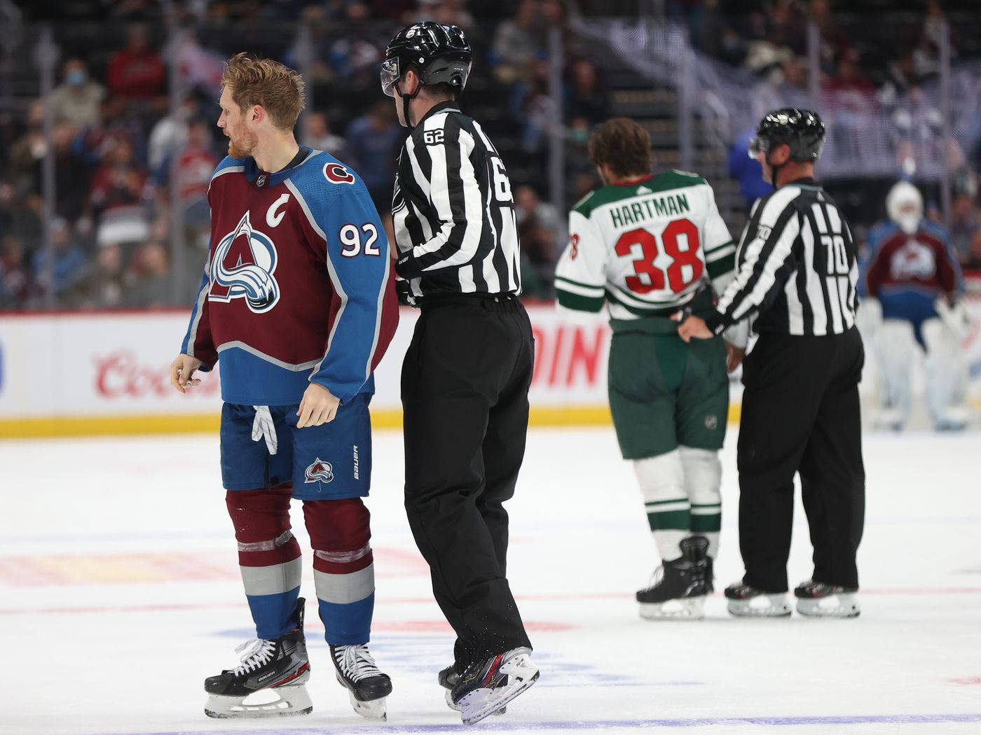 Gabriel Landeskog In Action For Colorado Avalanche Background