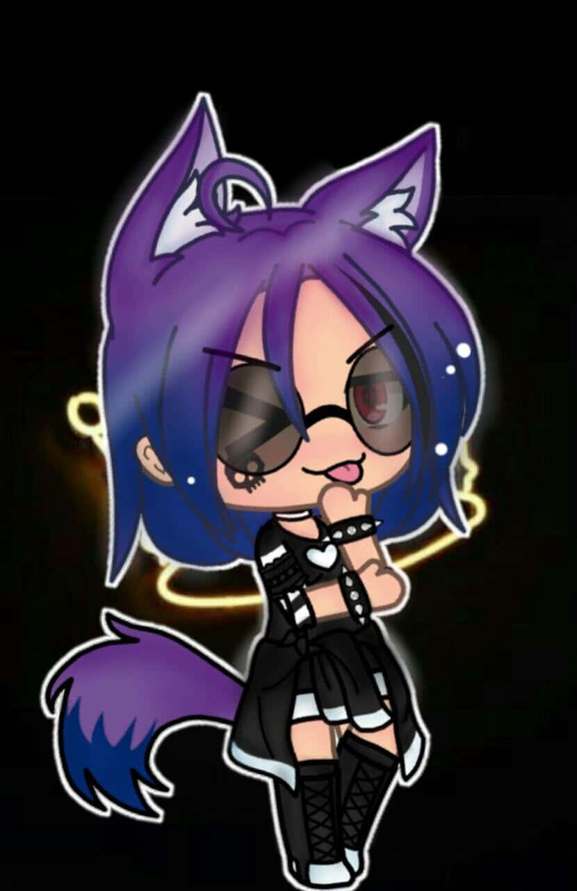 Gacha Girl Eyeglasses And Wolf Ears Background
