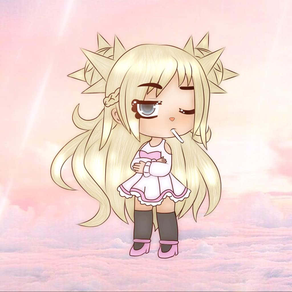 Gacha Girl Long Gold Hair Background