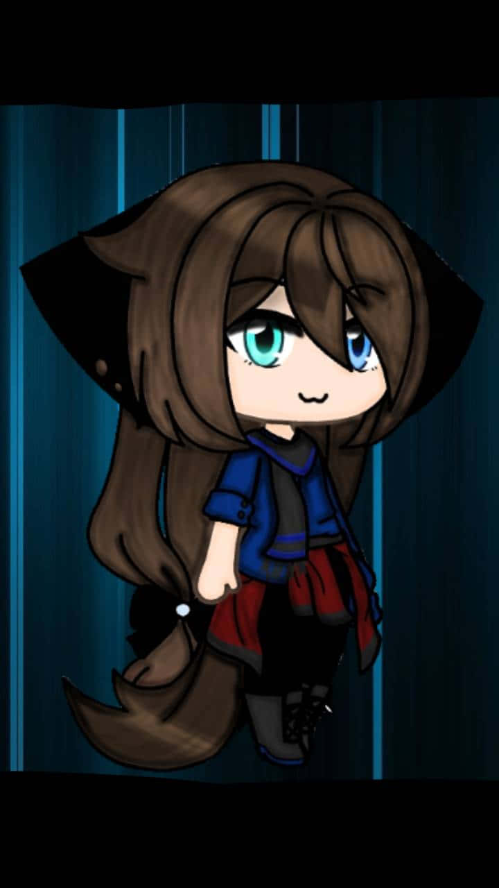 Gacha Girl Wolf Ears And Blue Eyes Background