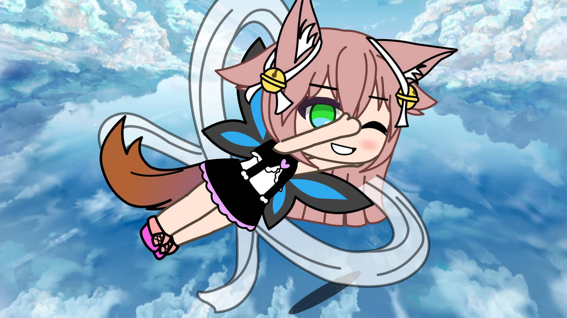 Gacha_ Life_ Cat_ Girl_ Flying Background