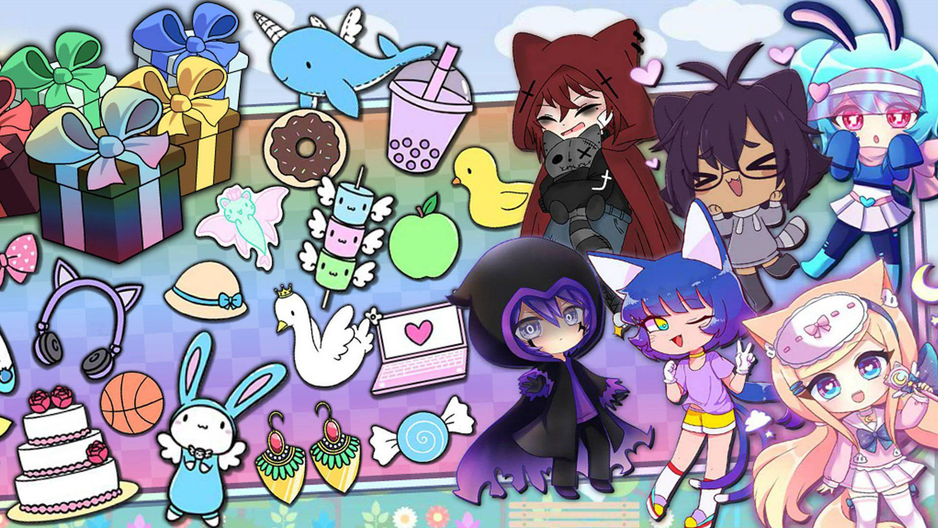 Gacha Life Cute Characters And Items Background