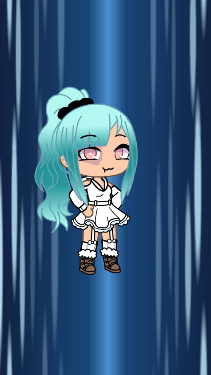 Gacha Life Girl Blue Hair White Dress