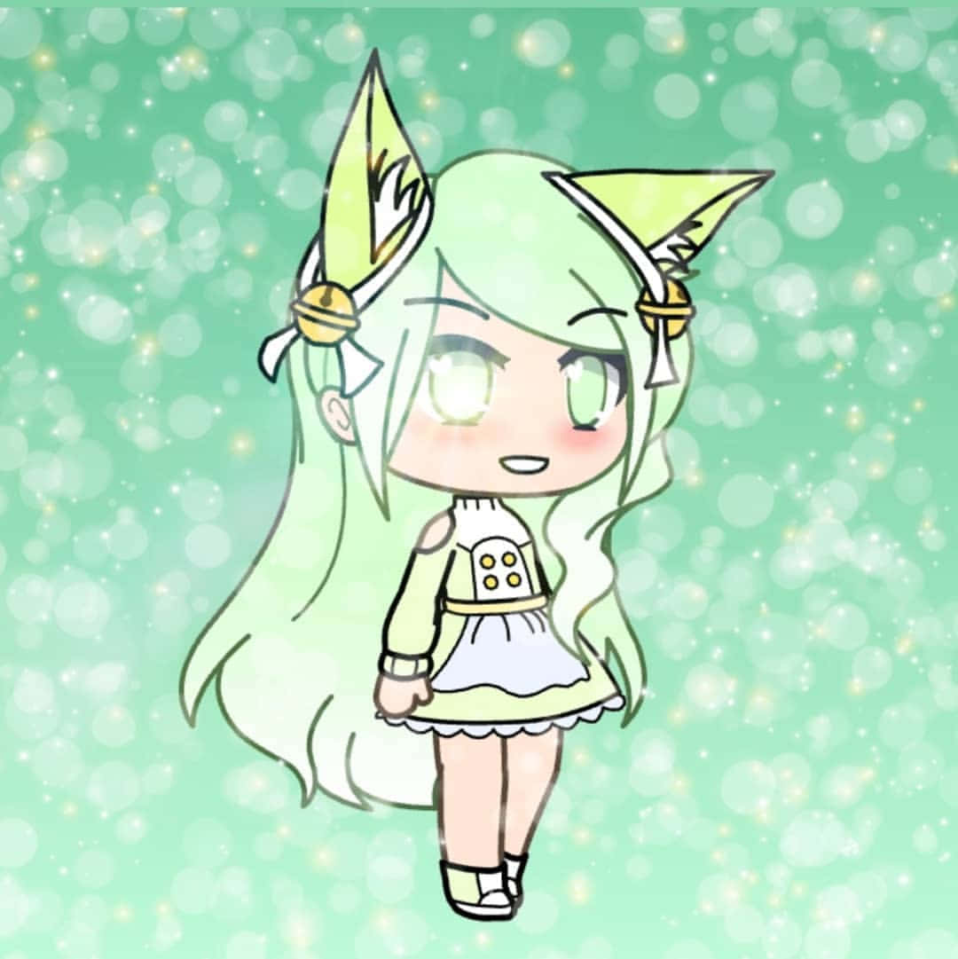 Gacha Life Girl Fantasy Ears Green Hair Background