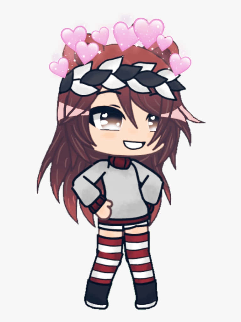 Gacha_ Life_ Girl_with_ Hearts_and_ Stripes Background