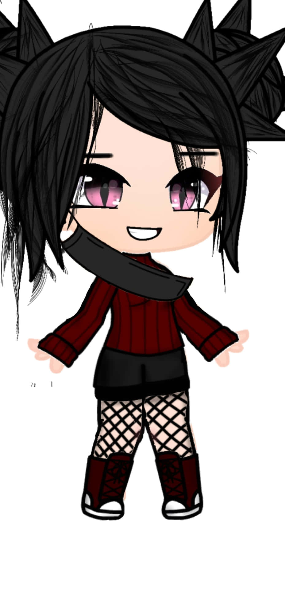 Gacha Life Girlin Red Sweaterand Black Shorts Background