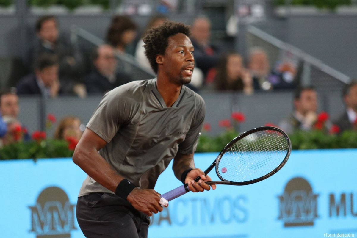 Gael Monfils In Gray Shirt Background