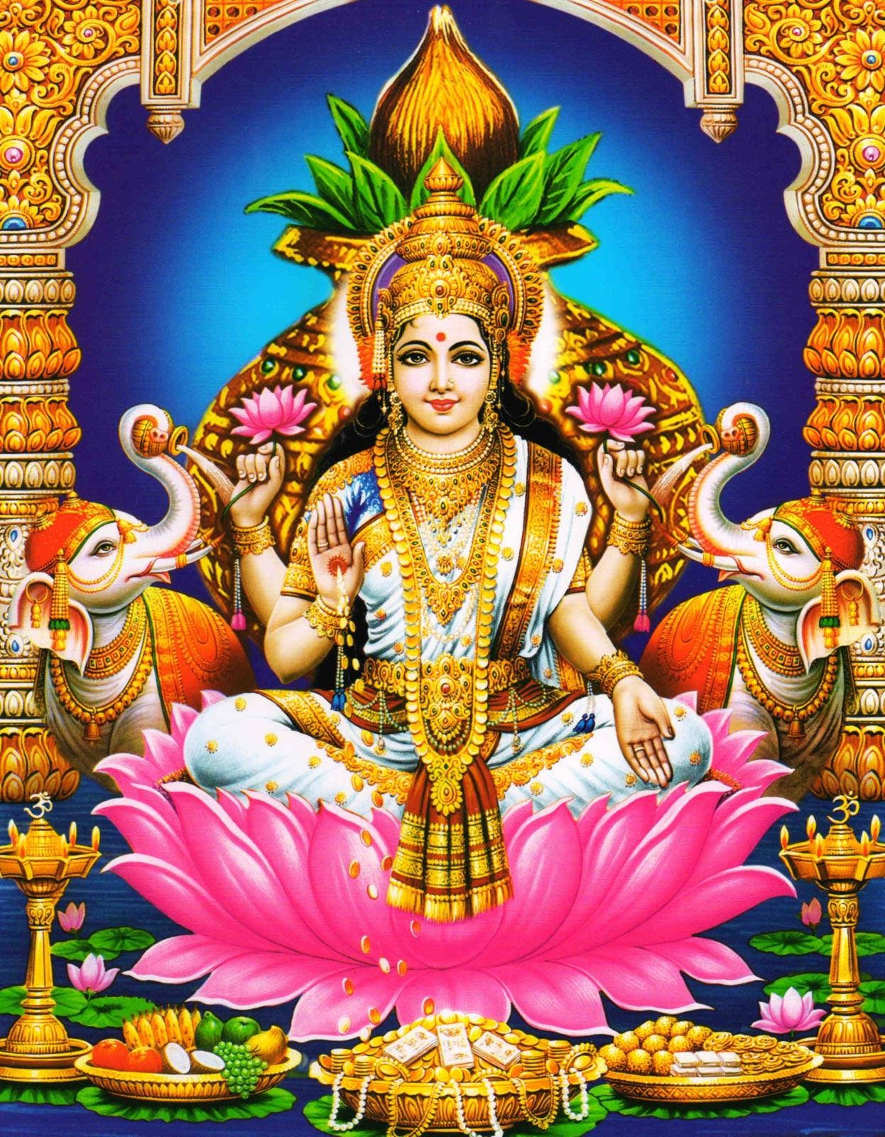 Gaja Ashta Lakshmi Goddess Of Animal Wealth Background